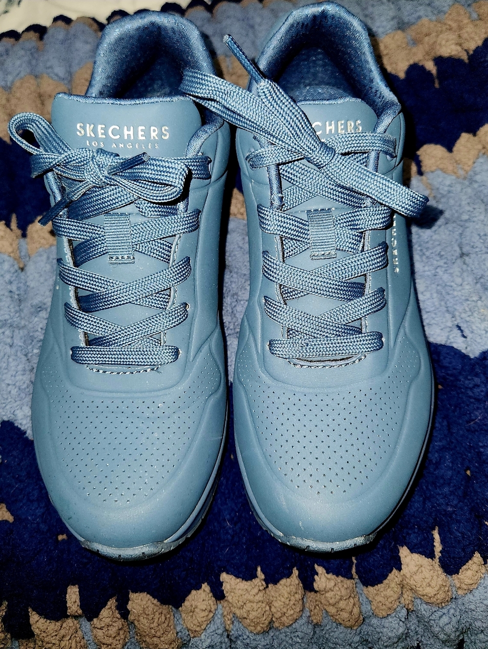Skechers Light Blue Lace-Up Sneakers. Worn Only A Couple Of Times.